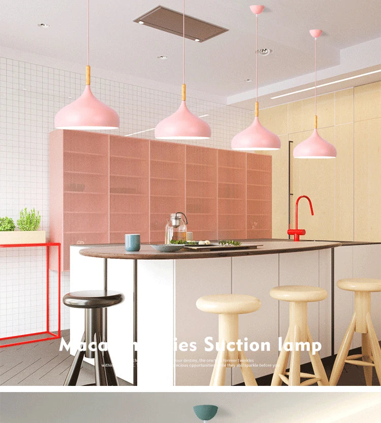 Modern Macaron Pendant Lamp – Colorful LED Chandelier for Bedroom, Restaurant, Office & Living Room – Adjustable Aluminum Hanging Light | Kalsten