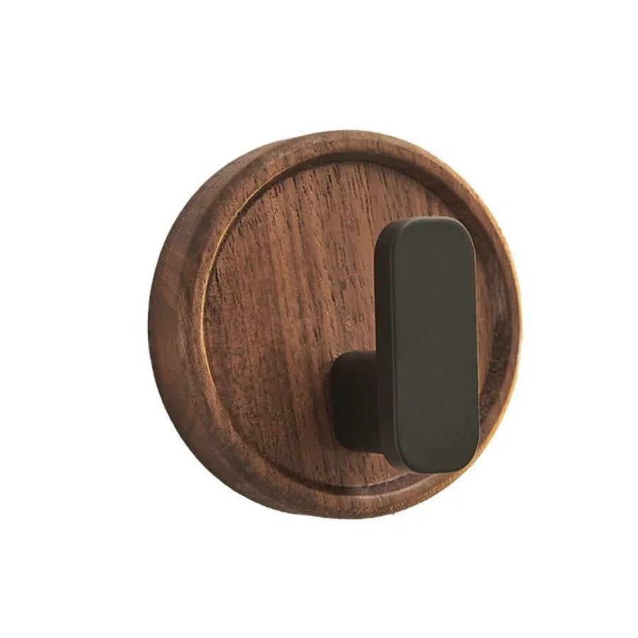 Kalsten | Self-adhesive wooden wall hooks Nordiva WoodCircle | Walnut wood | Decorative hook for keys, towels & clothing | Bathroom, kitchen & hallway