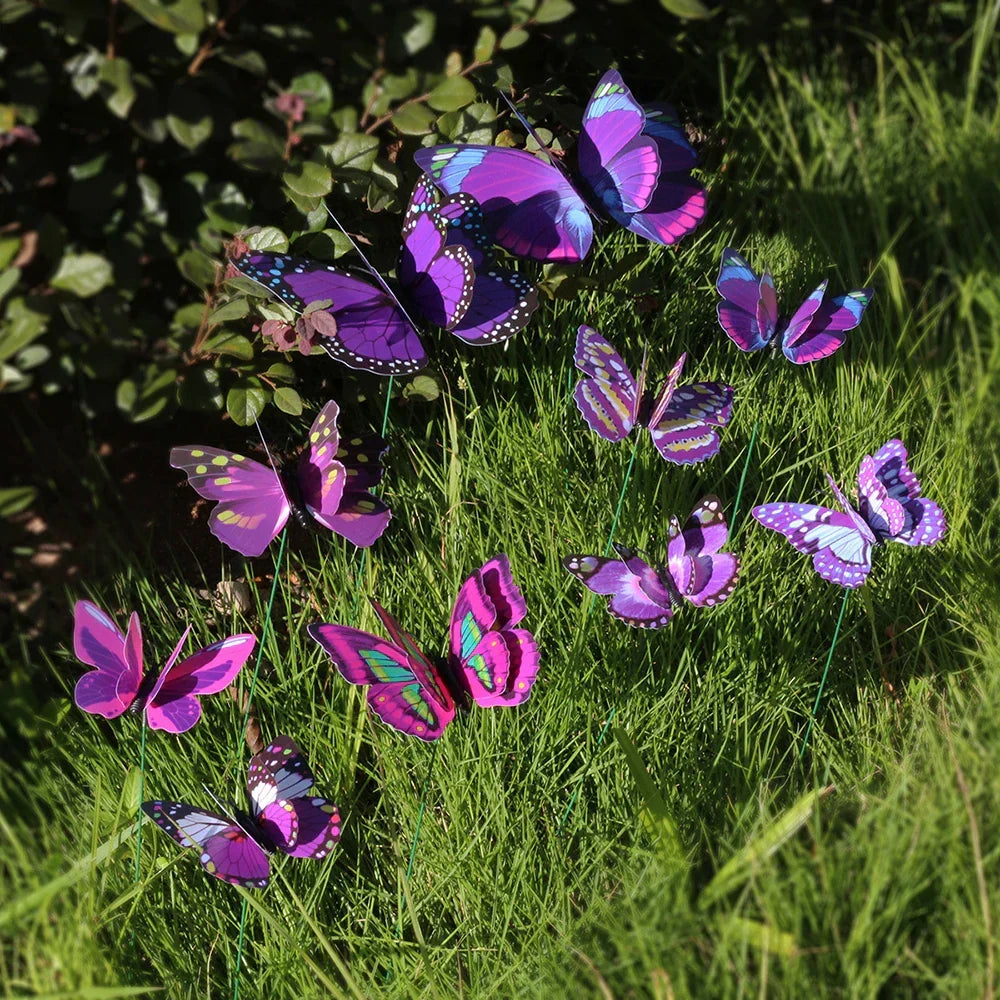Kalsten | FloraViva Butterfly Garden Stakes | Set of 10 | Weatherproof & Colorful | For Beds, Flower Pots & Balcony