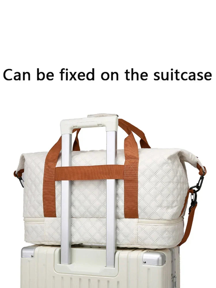 Kalsten | Travessia Travel Bag with Shoe Compartment | Large Capacity & Argyle Design | Nylon Weekender for Sports, Short Trips & Everyday Use