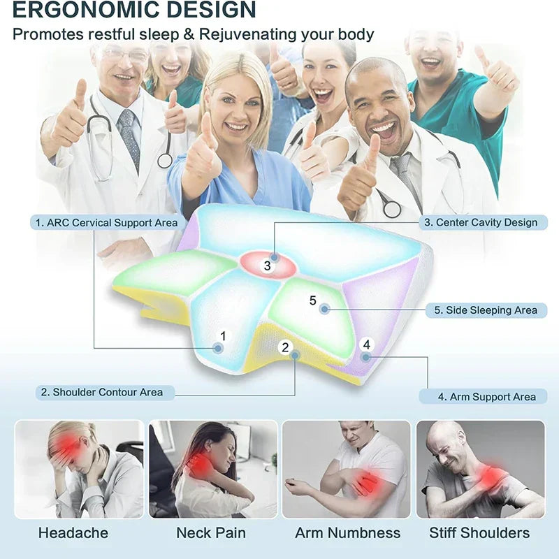 Kalsten | Memory Foam Cervical Pillow | Ergonomic 2-in-1 Design for Neck Pain Relief & Comfortable Sleep