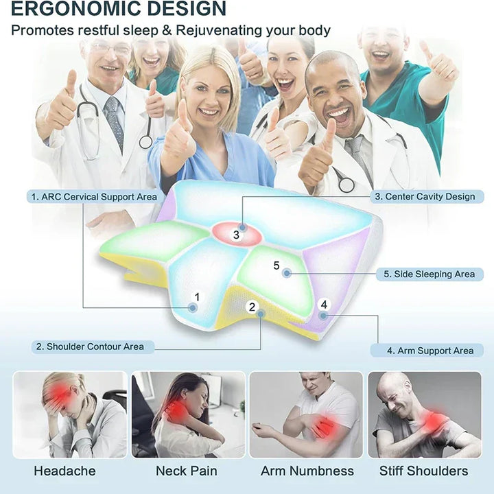 Kalsten | Memory Foam Cervical Pillow | Ergonomic 2-in-1 Design for Neck Pain Relief & Comfortable Sleep
