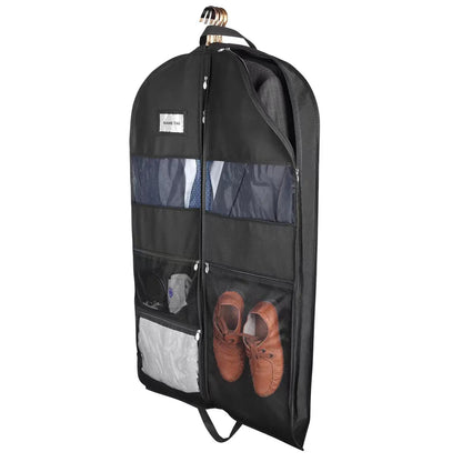 Brehn | Travel Garment Bag for Clothes | Two-way Zipper & XXL Pockets | Breathable & Transparent | 43 Inch Hanging Suit Organizer