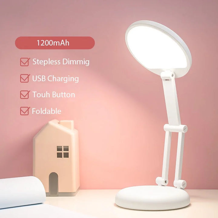 Adorable Folding Pink Cat Ear Desk Lamp - Portable Eye Protection Night Light for Reading and Learning | Kalsten