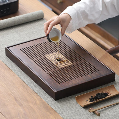 BowLift | Chinese Tea Tray with Water Storage Box Durable Simple Drainage Type Plate Tea Serving Tray for Teahouse Home Household Office