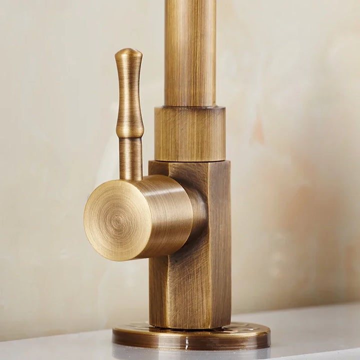 Elegant Swan Neck Kitchen Faucets in Antique Brass Kalsten