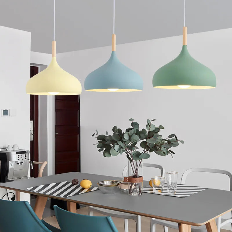 Modern Macaron Pendant Lamp – Colorful LED Chandelier for Bedroom, Restaurant, Office & Living Room – Adjustable Aluminum Hanging Light | Kalsten