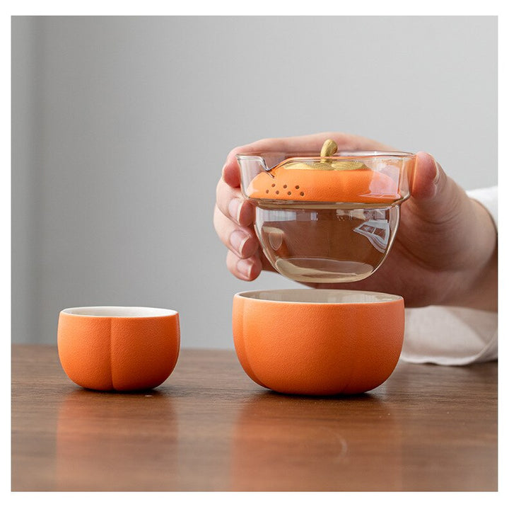 Mini Pumpkin Ceramic Teapot Set | Kalsten