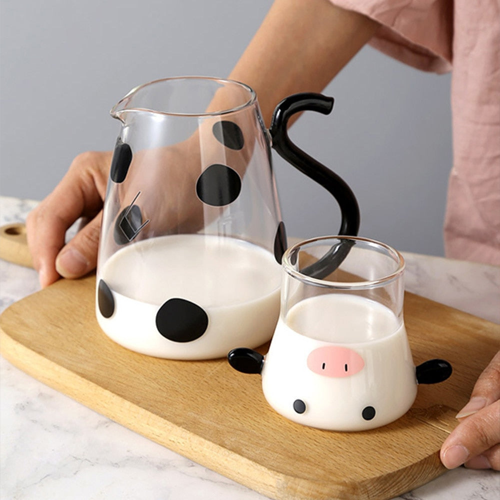 Sweet cow glass jug with cup | Kalsten