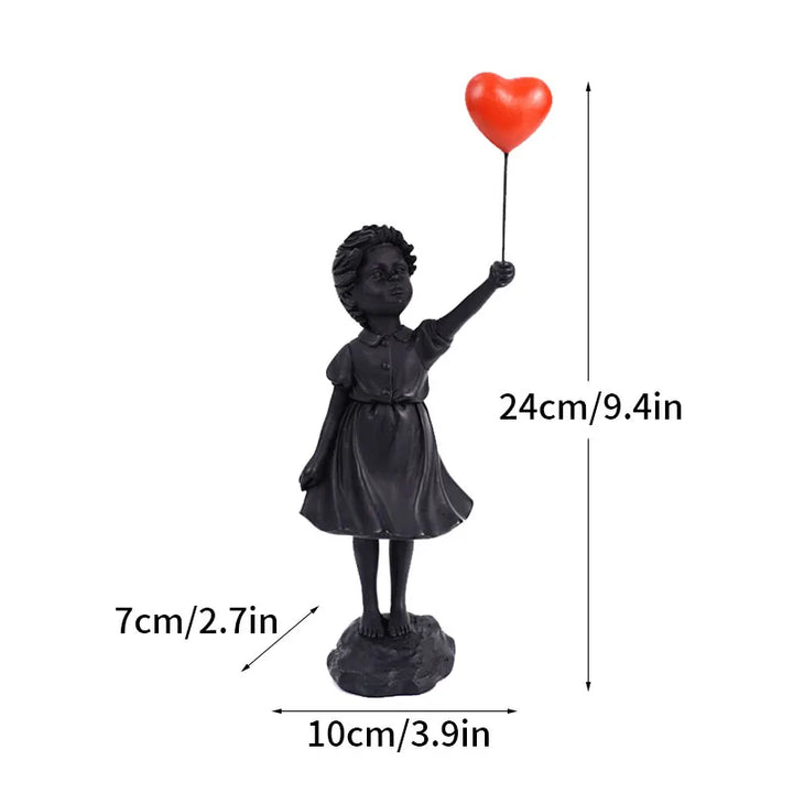 Kalsten | Artify Banksy sculpture collection | Flower thrower & balloon girl | Pop art figures | Modern office & home decoration