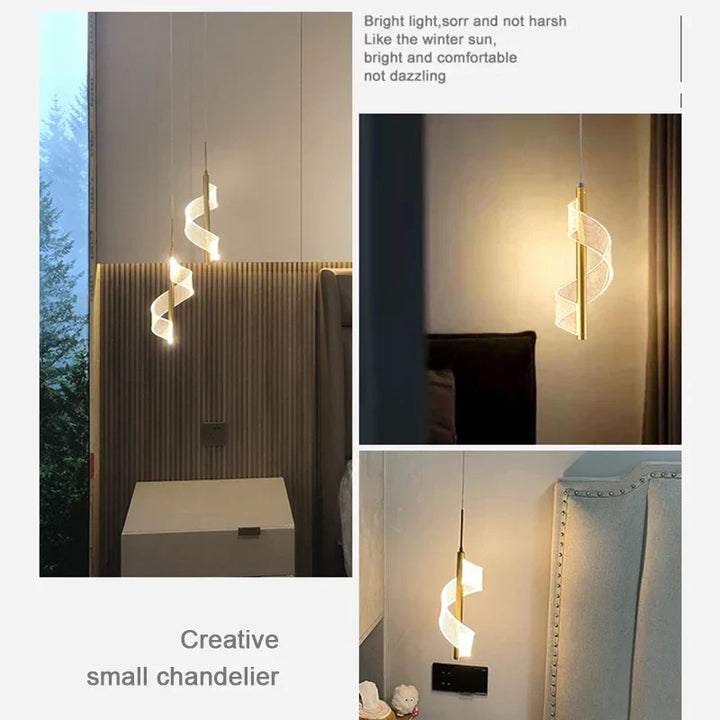 Nordic LED Pendant Light – Modern Hanging Lamp for Living Room, Bedroom, Dining Table, and Aisle – Gold Acrylic Shade, Indoor Home Decoration | Kalsten