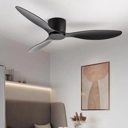 42-52 Inch Ceiling Fans with DC Motor — Remote Control Low Profile Cooling Fans, No Light, White Wood & Black Options | Skanto