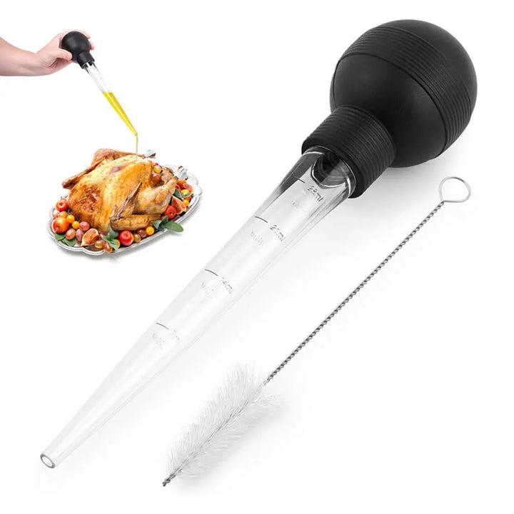 Kalsten | Flavora Marinade Injector | With 2 Needles & Cleaning Brush | For Liquid & Thick Marinades | Stainless Steel & Silicone