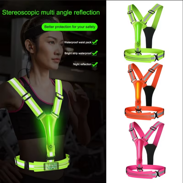 Kalsten | LED Reflective Safety Vest with Adjustable Straps and USB Rechargeable Lights
