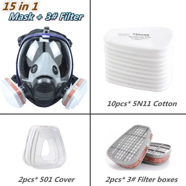 Kalsten | Full Face Respirator Mask with Anti-Fog Lens and Industrial Gas Filters