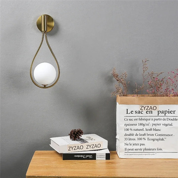 Modern Metal and Glass Ball Wall Lamp – Nordic Style Wall Lighting for Living Room, Bedroom, Aisle, Corridor, and Staircase – AC Powered, LED Bulb Included | Kalsten