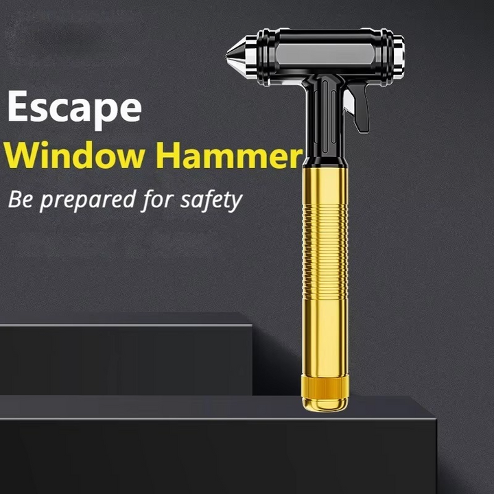 Kalsten | All-Metal Car Safety Window Hammer - Emergency Glass Breaker & Seat Belt Cutter
