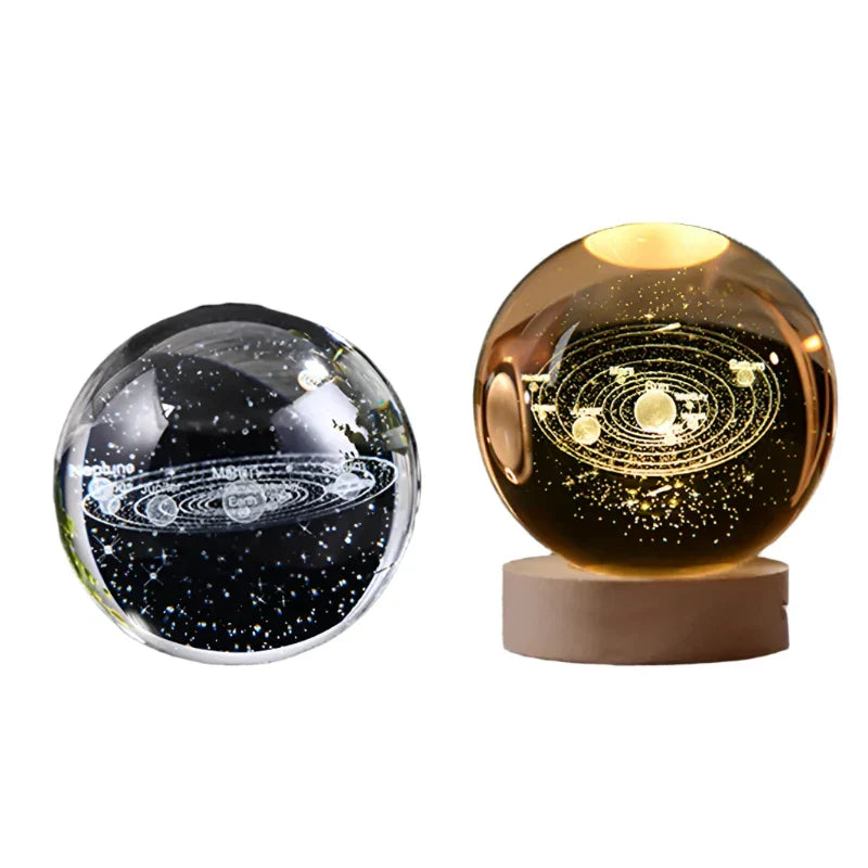 3D Crystal Night Light LED - Starry Sky Projector with Wooden Base, Romantic Lighting for Bedroom & Gifts | Kalsten