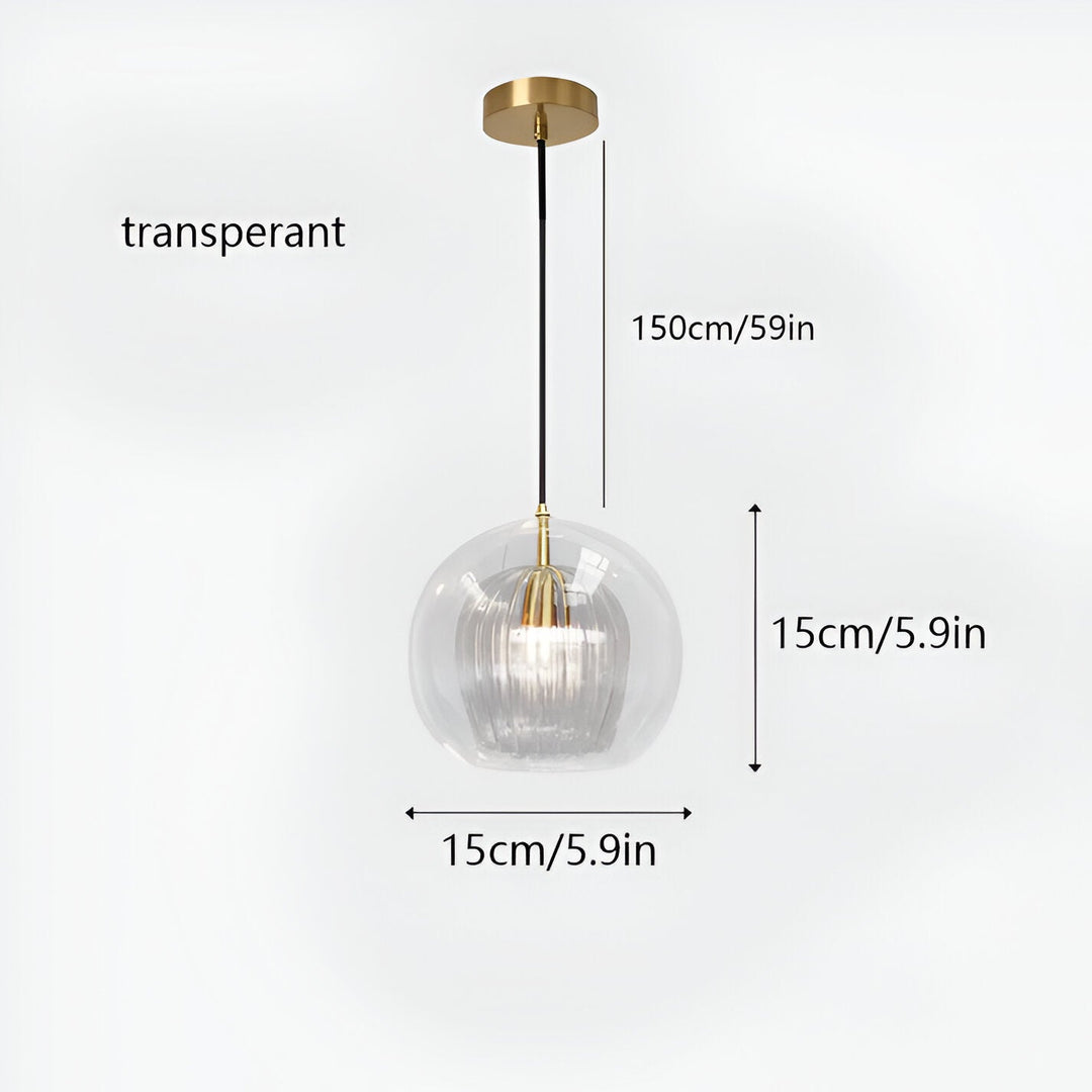 Pendant Light Glass Globe 9.8 in E27 Adjustable Dining Room Kitchen Island Hanging Ceiling Lamp Vintage Modern | Kalsten
