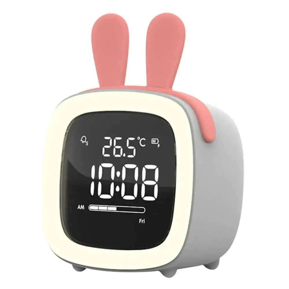 BowLift | Cartoon Bunny LED Alarm Clock with Night Light – Rechargeable, Cute Digital Display for Kids & Bedrooms