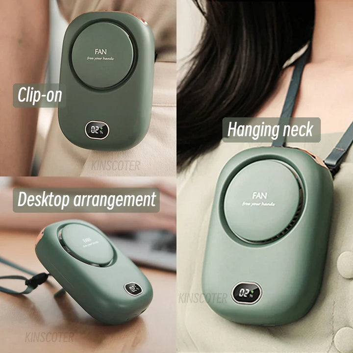 Portable Hanging Neck Fan – Mini Bladeless Cooling Waist Fan, USB Rechargeable for Outdoor Sports and Travel | Kalsten