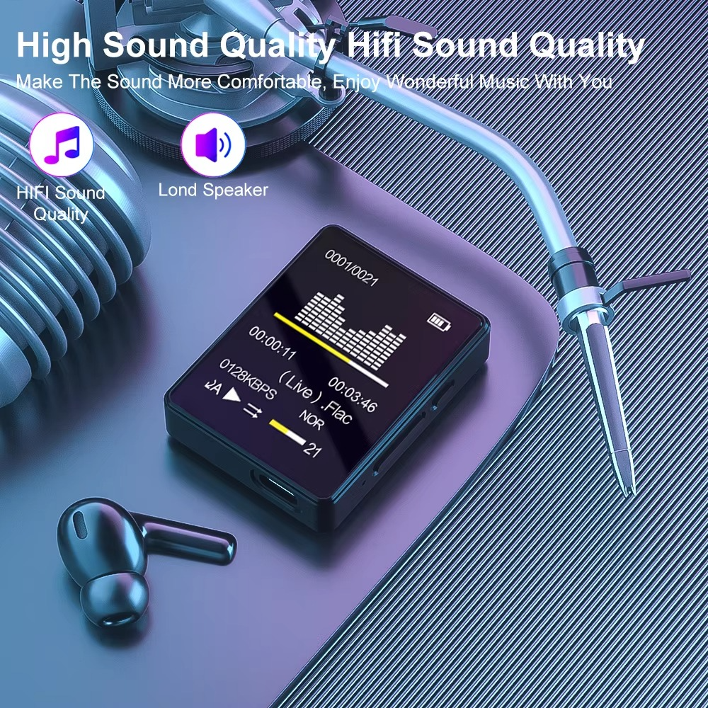 Kalsten | Portable Bluetooth MP3 Player with HiFi Stereo, Mini MP4 Video Playback, LED Screen and Voice Recording