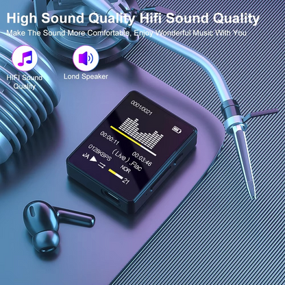 BowLift | Portable Bluetooth MP3 Player with HiFi Stereo, Mini MP4 Video Playback, LED Screen and Voice Recording