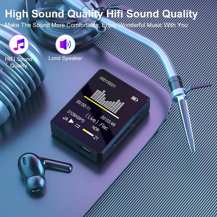 Kalsten | Portable Bluetooth MP3 Player with HiFi Stereo, Mini MP4 Video Playback, LED Screen and Voice Recording