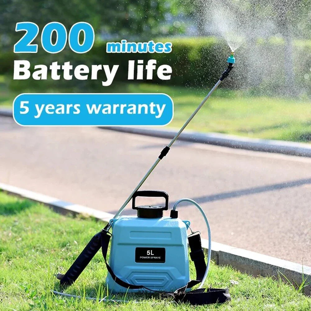 Kalsten | SPRAYMATE Pro Battery Pressure Sprayer | 5 L Shoulder Spray Bottle | USB Charging & Adjustable Nozzle | For Garden, Cleaning & Weed Control