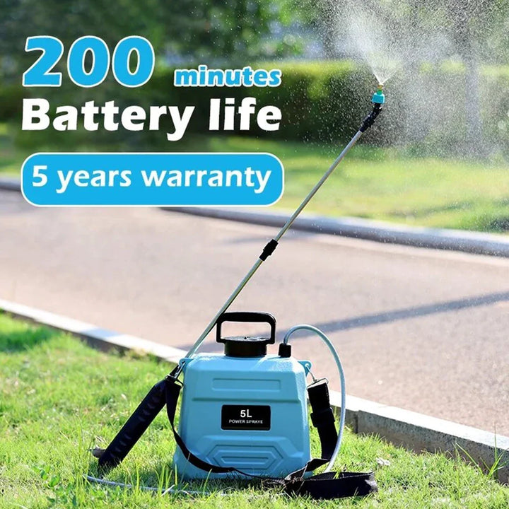 Kalsten | SPRAYMATE Pro Battery Pressure Sprayer | 5 L Shoulder Spray Bottle | USB Charging & Adjustable Nozzle | For Garden, Cleaning & Weed Control