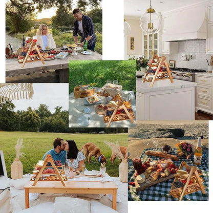 Skanto | 3-Tier Wood Tiered Tray Decor Farmhouse Tiered Tray Set Serving Platter and Trays