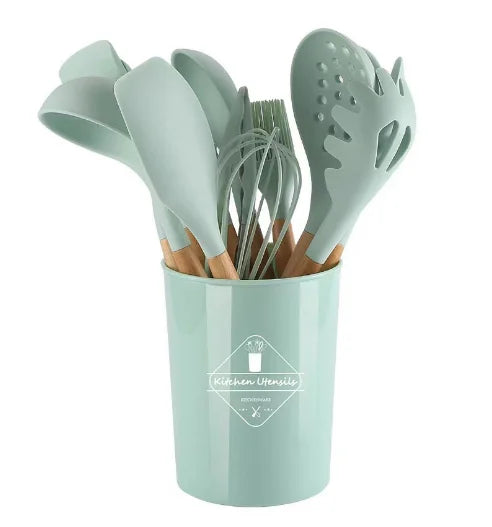ChefEase – 12-piece Silicone Cooking Utensils Set with Wooden Handles | Kalsten