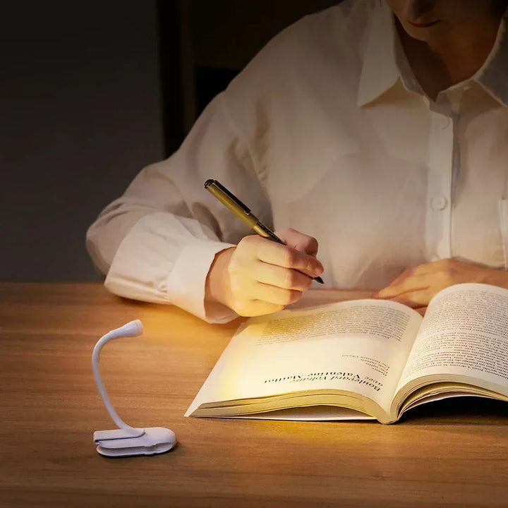 Kalsten | Mini Book Light - Portable Clip-On Night Light with USB Charging, Dimmable LED for Bedroom, Eye Protection, and Camping - 360° Flip Clip Book Lamp