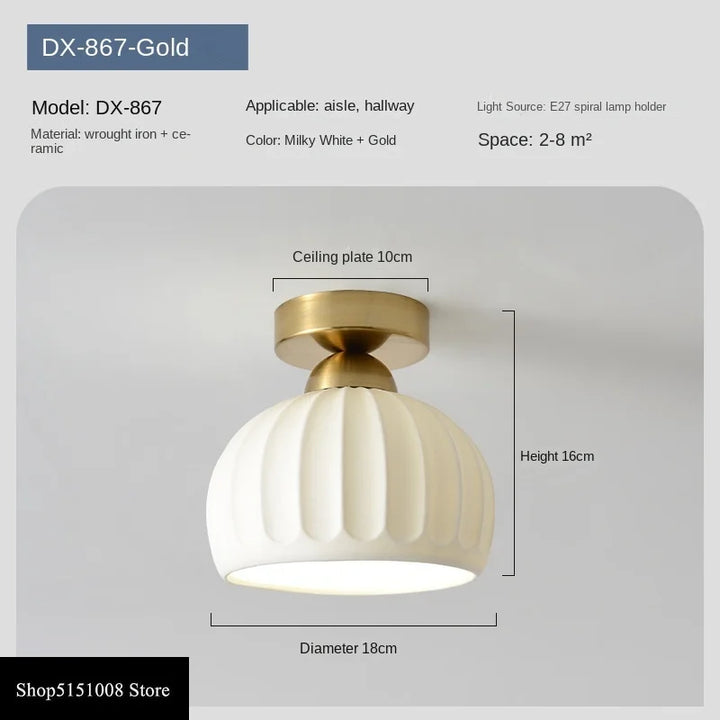 Ceramics Glass LED Corridor Ceiling Lamp for Aisle, Corridor, Cloakroom, Balcony Nordic E27 Acrylic Chandelier Rest Light Fixtures | Kalsten