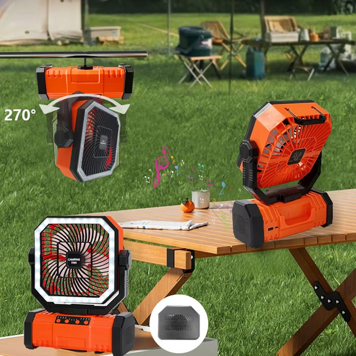 Rechargeable Camping Fan with 20000mAh Battery, 4 Speeds and LED Lantern | Kalsten