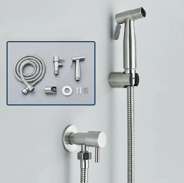 Kalsten | Shinesia Bidet Sprayer – Stainless Steel Hygienic Bathroom Accessory – Wall Mounted Cold Water Spray Function