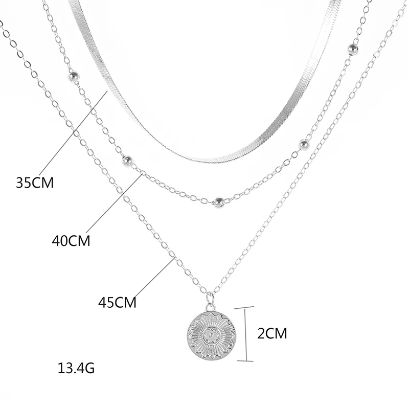 Skanto | Elegant Silver Triple Necklace for Style and Confidence