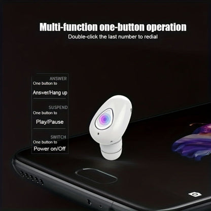 Wireless Bluetooth earbud, mini headphone, invisible, single ear