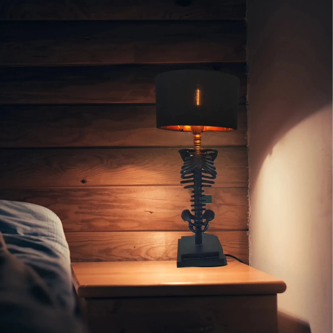 Gothic Skeleton Table Lamp – Handmade