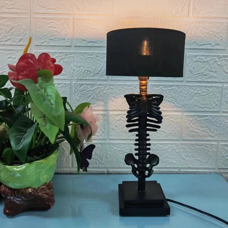 Gothic Skeleton Table Lamp – Handmade