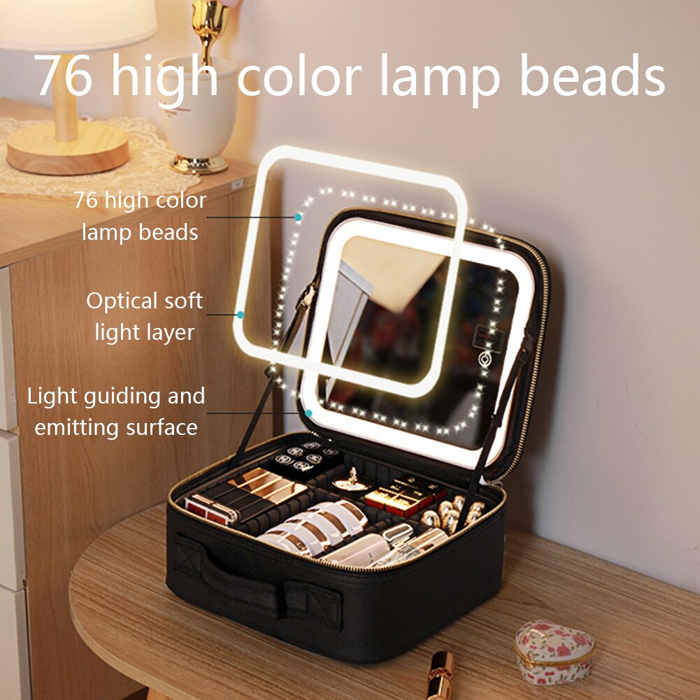 Travel Makeup Case with LED Light & Mirror Portable Kalsten