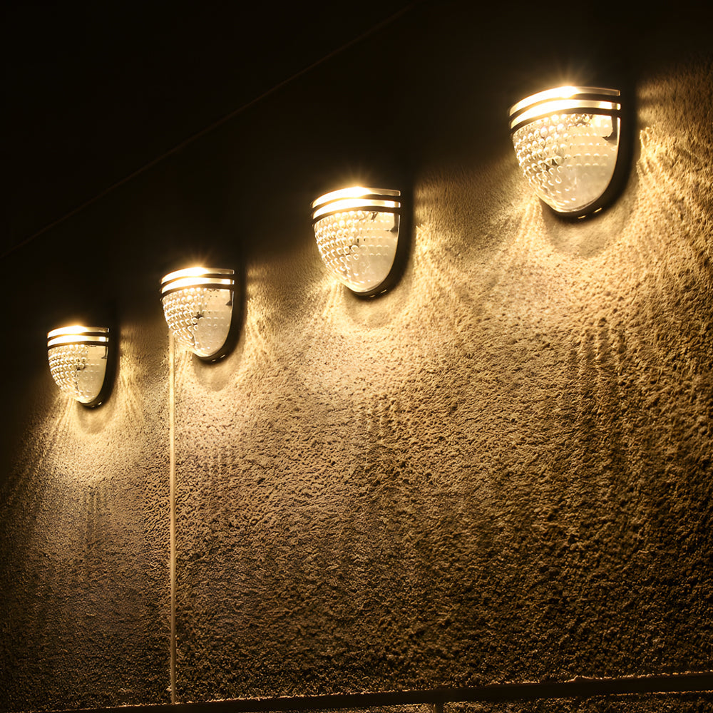 Modern Solar-Powered Black Wall Fence Lights, 4-Pack | Kalsten