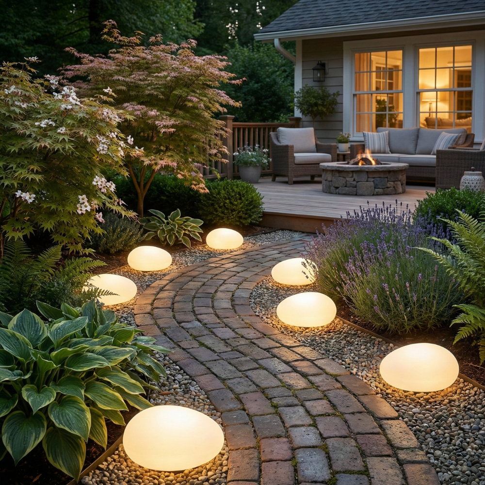 LunaStone Solar Pebble Pathway Light