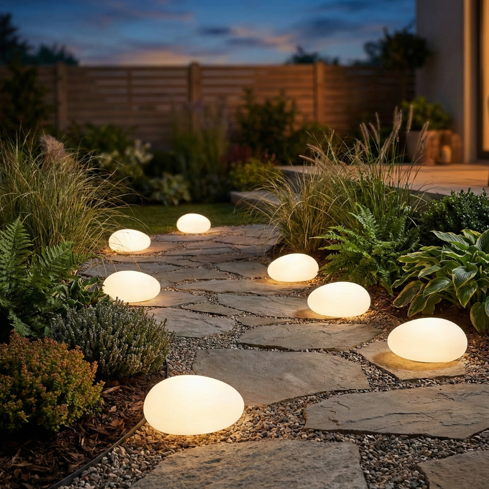 LunaStone Solar Pebble Pathway Light