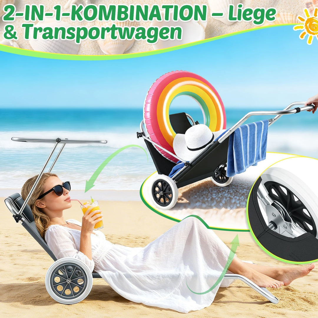 Sun lounger with wheels and sun canopy folding garden lounger | Kalsten