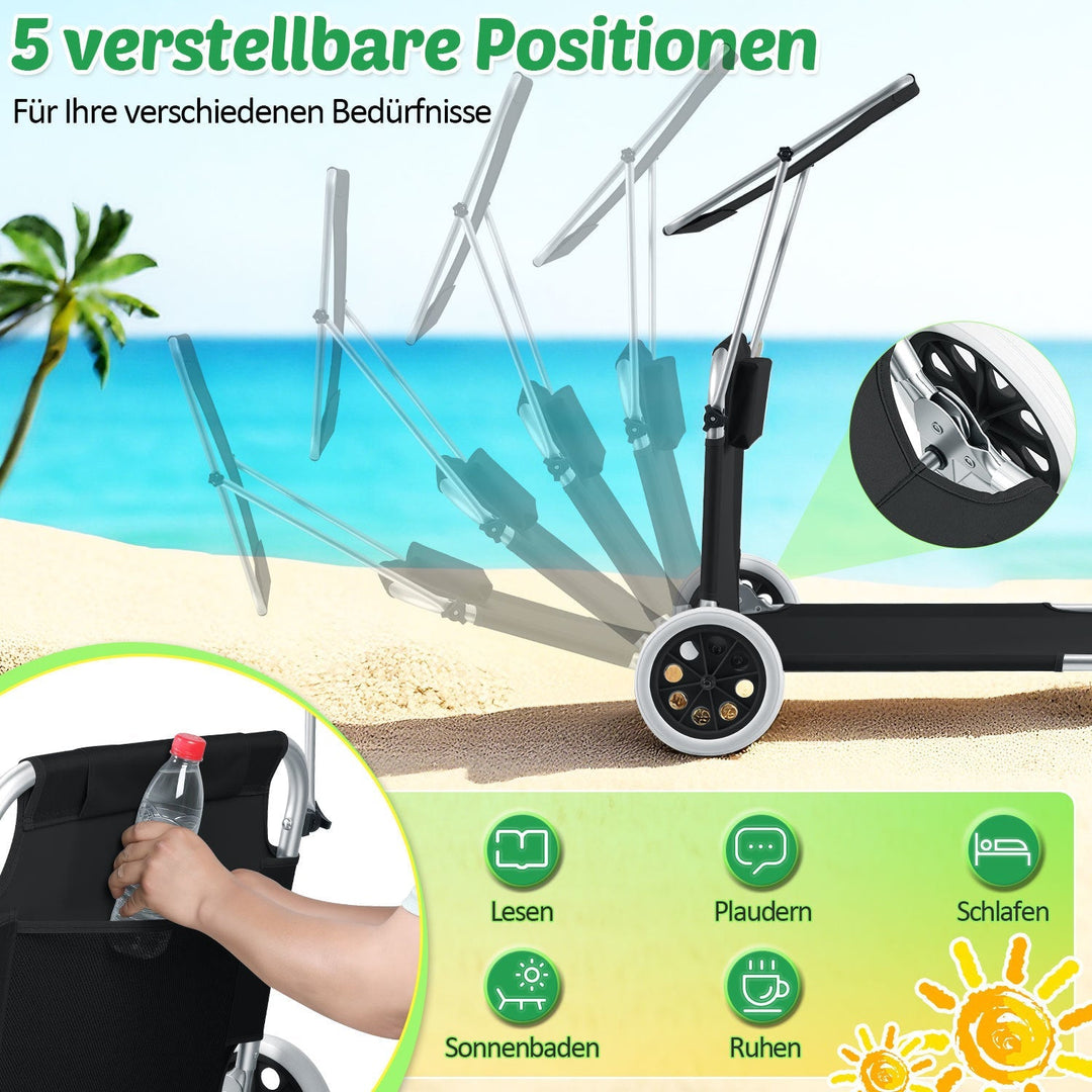 Sun lounger with wheels and sun canopy folding garden lounger | Kalsten