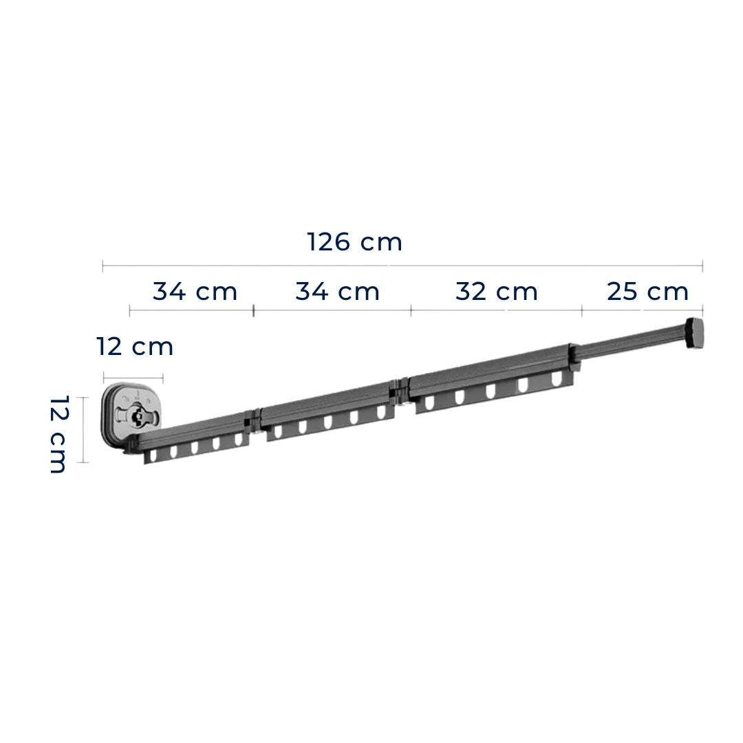 SpaceEase | Folding Clothes Hanger – Retractable Wall-Mounted Rack – Stainless Steel – Ideal for Small Spaces Kalsten