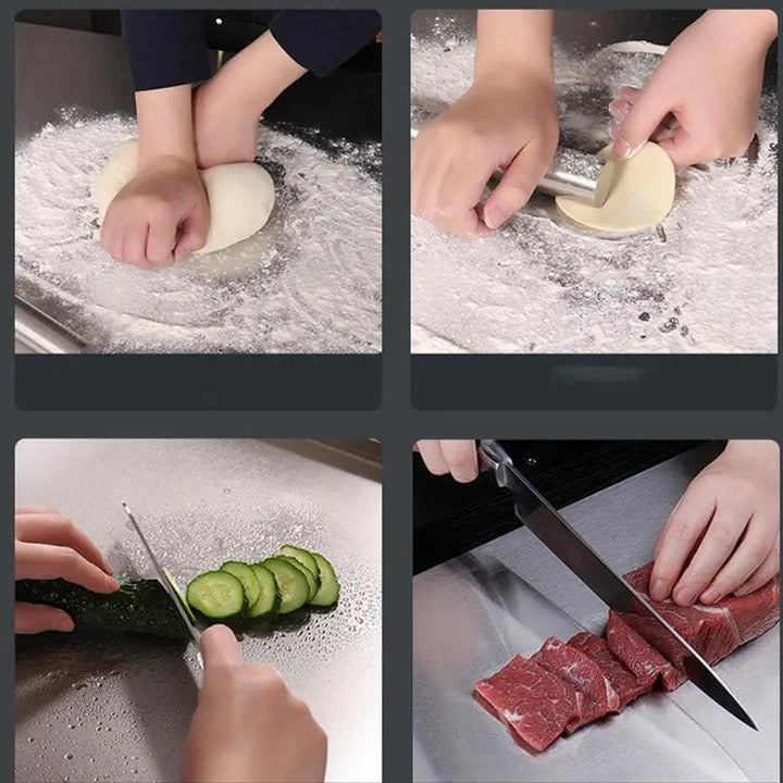 Kalsten | SliceGrip – Stainless Steel Cutting Board with Non-Slip and Raised Edge