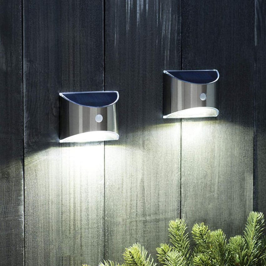 LED Solar Cell Wall Light (Downlight), 2 pcs. stainless steel | Kalsten