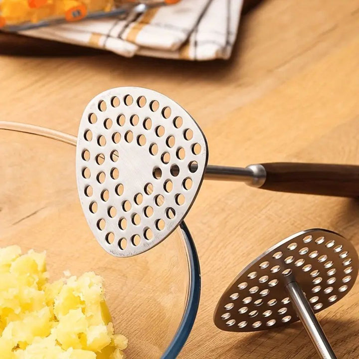 PureGrip Potato Masher Stainless Steel 304 With Wooden Handle | Kalsten